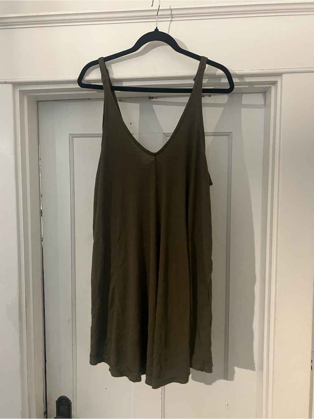 Free People Olive Green V-Neck Swing Tank